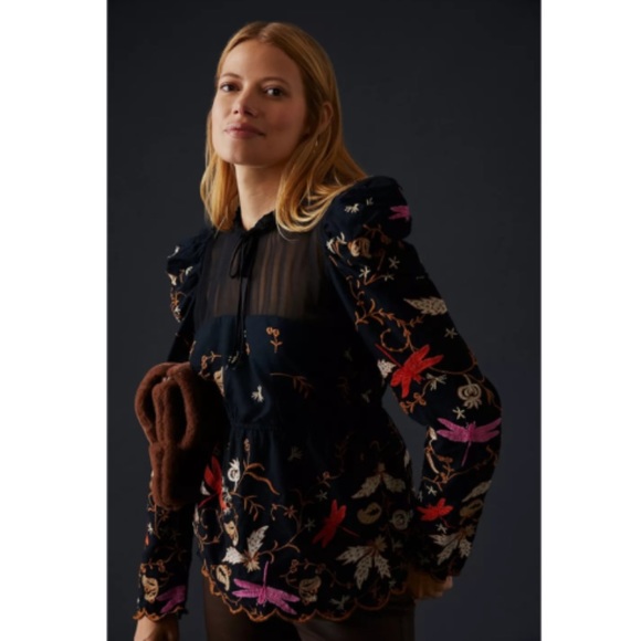 Anthropologie Tops - Anthropologie NWOT Maeve Puff-Sleeve Embroidered Blouse Size XS.